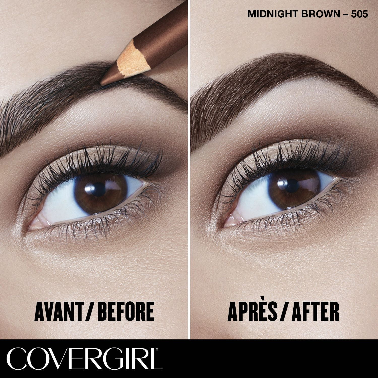 COVERGIRL Crayon à sourcils Easy Breezy Brow Fill + Define, taille-crayon inclus, formule longue durée, très pigmentée et facile à estomper
