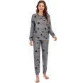 thumbnail image 2 of Women Pajama Set Long Sleeve Star Print Lounge with Pockets, 2 of 5