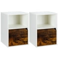 thumbnail image 1 of Gymax Set of 2 Nightstands Side End Table Storage Cabinet Shelf Living Room White, 1 of 9