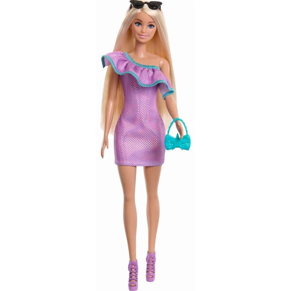 Barbie Fashion Doll with Clothes and Accessories Including Party Dresses & Purses (3 Outfits)
