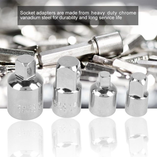 Wrench Adapter,4Pcs Silver Chrome Vanadium CVR Soclet Adapter Soxket Reducer Ultra Responsive