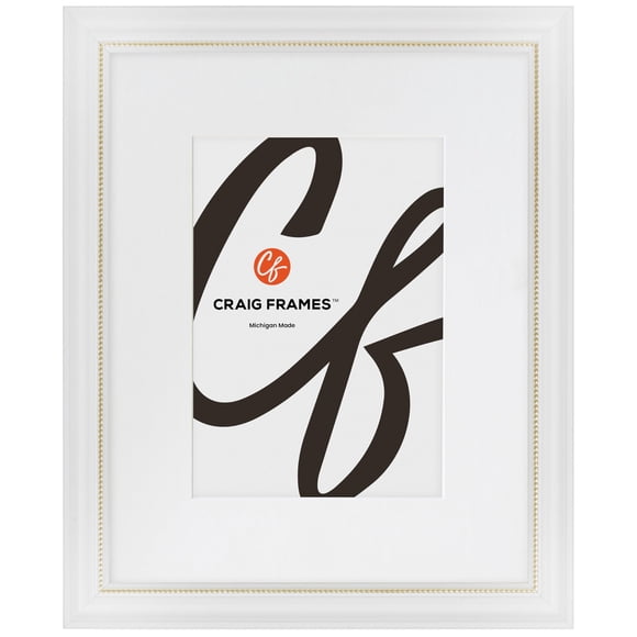 Craig Frames 314Wg, 18X24 Picture Frame Matted For A 12X18 Photo, Ornate White And Gold