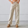 thumbnail image 4 of TJAZFJPA Wide Leg Sweatpants Women Short Women Solid Color Denim Drawstring Adjustable Washed Cargo Pants Casual Pants Womens Sweatpants Joggers Bundle Casual Pants for Women with Pockets, 4 of 8