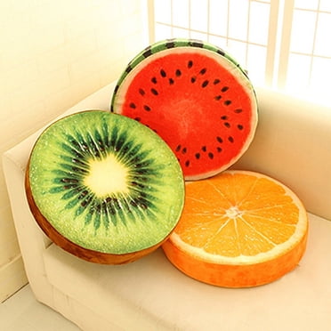 Essen Coussin Rond Doux en Peluche Coussin Orange Kiwi Melon D\'eau Fruit Jouets Coussin de Siège