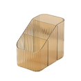 thumbnail image 2 of Desktop Plastic Makeup Organizer Divided Storage Makeup Container for Cotton Pads Sponge Beauty Cotton Swab  Amber Gold Three Grids, 2 of 7