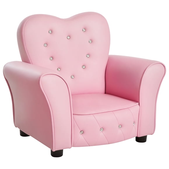 Qaba Kids Mini Princess Sofa Toddler Chair Children Upholstered Tufted Armchair Activity Couch Reclining Seat Boys Girls Furniture Pink