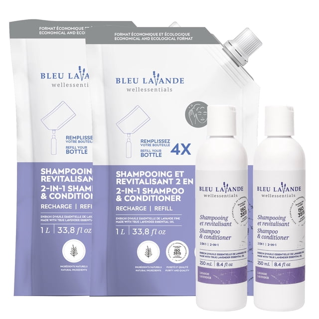 Bleu Lavande 2-in-1 Lavender Shampoo and Conditioner, 4-pack