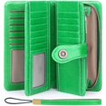 thumbnail image 1 of LAICAIW Portefeuille pour Femme en Cuir Véritable avec Blocage RFID, Grande Capacité, Portefeuille à Trois Volets pour Dames, BG-Vert Fruit, Compact, 1 of 7