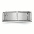 thumbnail image 4 of Cobalt Satin and Polished Ridged Edge 8mm Band Size 7, 4 of 7