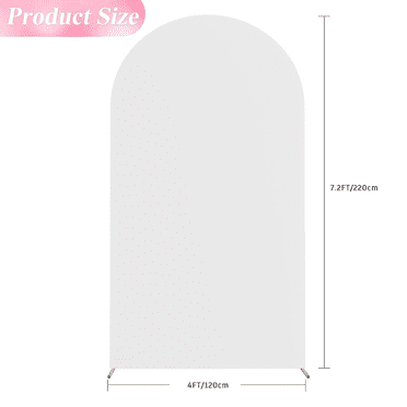 7.2FT Wedding Arch Cover Fitted Wedding Arch Stand Covers Round Top for Birthday Party Banquet Decoration White