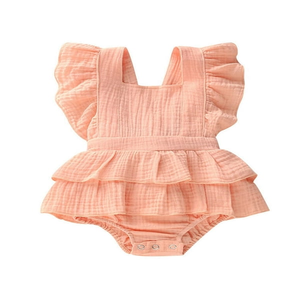 Ensemble de Tenue pour Nouveau-Né Bébé Fille : Barboteuse Sans Manches à Volants