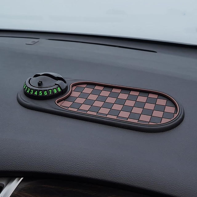AHMT Multifunction Car Anti-Slip Mat, Rotatable Anti Skid Car Dashboard Pad with Temporary Parking Numbe, Universal Car Phone Holder, and Large Pad for Phones Sunglasses Keys Gadgets(A)