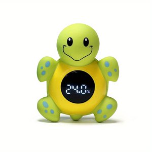 EASTIN Turtle Baby Bath and Room Thermometer - Smart  High-Precision Water Temperature Meter with Three-Color Alarm  Automatic Water Detection  Safe for Ages 0-6 Years  Plastic  with Batt