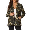 thumbnail image 1 of INSPIRE CHIC Women's Utility Jackets Drawstring Waist Flap Pockets Lightweight Jacket Camouflage S, 1 of 5