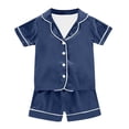 thumbnail image 3 of Kids Girls Pajama Set Solid Color Button Down Solid Tops T Shirt Set Girls' Fashion Pajamas Set Boys Pjs Size 6-7T Kids Clothes, 3 of 6