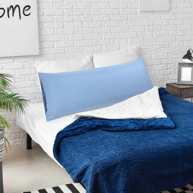 PiccoCasa Microfiber Body Striped Pillowcase Soft Durable Steel Blue 20" x 55"