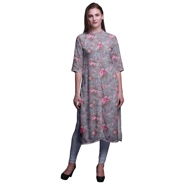 Bimba Kurta Longue Droite pour Femmes Coupe Régulière Tunique Kurti Décontractée Moyen