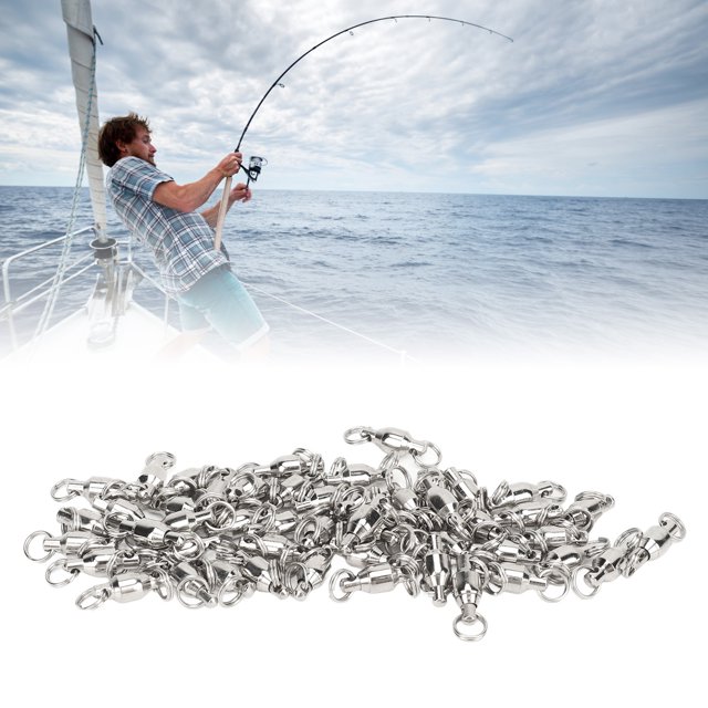 50 Pcs Connecteurs Pivotants à Roulement à Bille Haute Résistance, Anneaux en Acier Inoxydable Pivotants avec Anneaux Solides Soudés pour Pêche en Eau Salée et Douce
