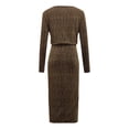 thumbnail image 5 of Pompotops Robe Décontractée de Mode pour Femme, Chandail à Manches Longues, Col en V, Aguichant, Épaules Dénudées, 5 of 5