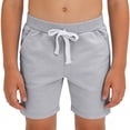 thumbnail image 2 of HOZADOIE Boys Basketball Shorts Pure Cotton Spring Summer Solid Color Elastic Drawstring Waist Breathable Casual Athletic Shorts with Pockets 1-11 Years, 2 of 6