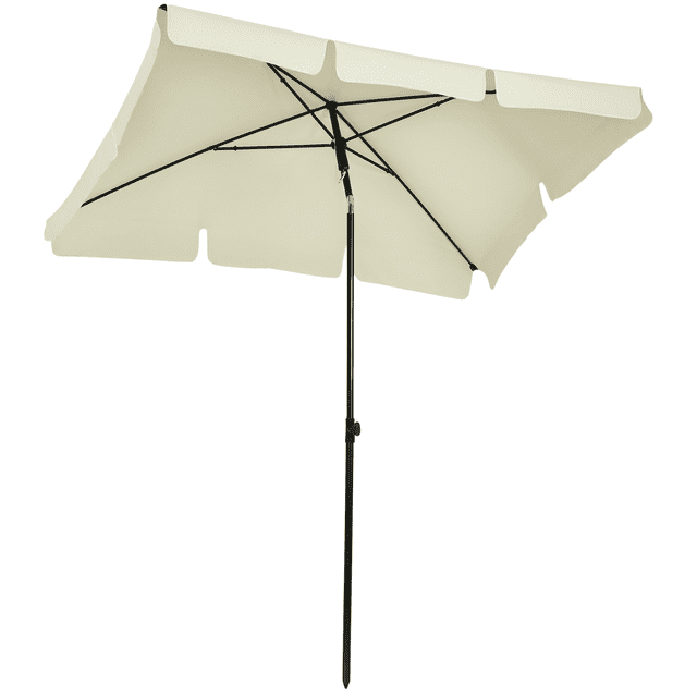 Outsunny Parasol Rectangulaire de Patio 6,5 X 4 Pi en Blanc Crème avec Mât d'Inclinaison en Aluminium et design à Volant. Comprend un Mât en Aluminium Antirouille, un Cadre à 4 Nervures en U et un Auvent en polyester durable pour l'Ombre Extérieure. Inclinaison Réglable pour la protection Solaire. Idéal pour patios, Jardins et Balcons. base de Parasol Non Incluse.