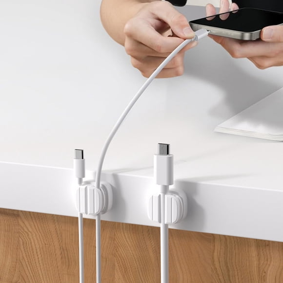 1 Organiseur de Câbles de Bureau pour Téléphone Mobile, Câble de Données et de Charge, Clip Fixe pour Bords de Table, Sans Perçage, Montage Mural, Rangement pour Voiture