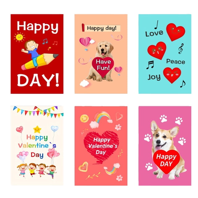Valentine's Day Greeting Cards Set of 6, Blank Note Cards for Romantic Thank You Notes, Small Foldable Friendship Cards with Envelopes