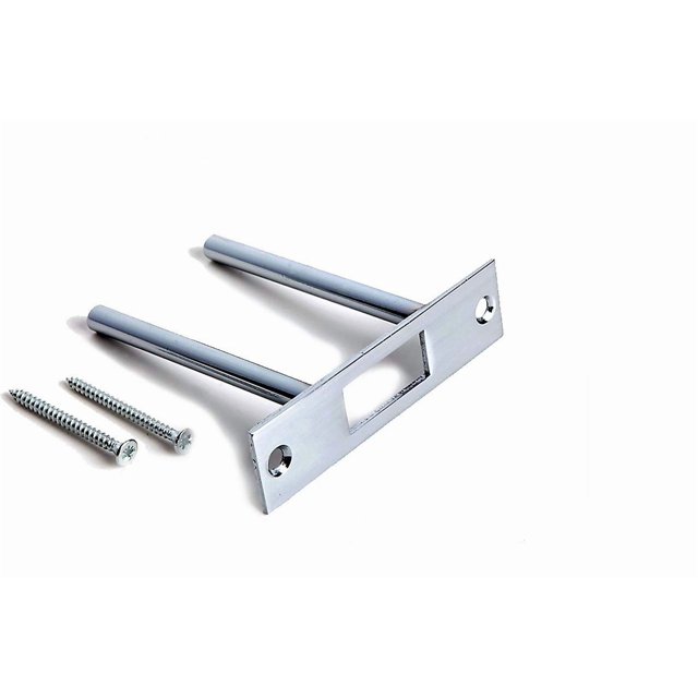 Deadbolt Strike Plate Reinforcer Kit - Prevent Kick-ins and Home Invasion - Two Post Strike Plate - TUFF STRIKE - Satin Nickel