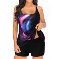 thumbnail image 3 of PMVFHDE Bathing Suit for Women 2 Piece Bikini Plus Size Double Straps Colorful Print Tankini Top Swimsuits Two Piece Bathing Suits Tummy Control Long Torso Tank Tops With Boyshorts Multicolor,S, 3 of 9