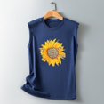 thumbnail image 2 of Hauts Grande Taille pour Femmes Débardeur Sans Manches Imprimé Fleurs de Soleil Été et Printemps Col Rond Décontracté Ample Confortable T-Shirts, 2 of 5