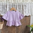 thumbnail image 1 of Chemises pour Filles, Enfants Blouse Ample Unie à Manches à Volants et Col Rond Style Western, 1 of 4