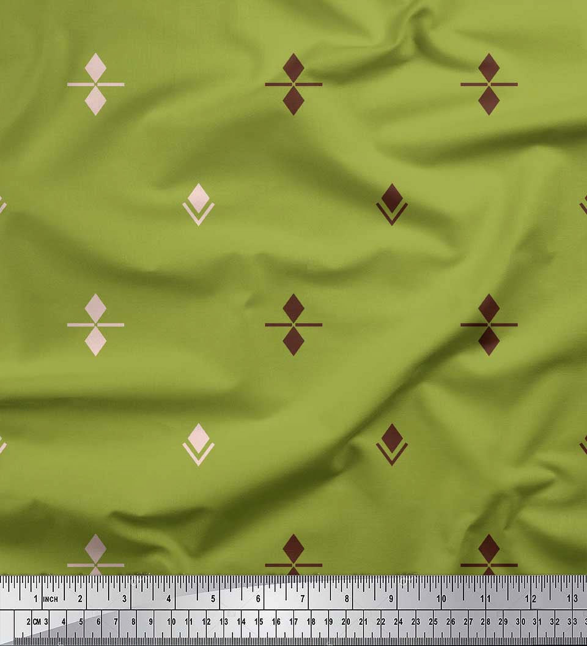 Soimoi Green polyester Crepe Fabric Butidar Jamdani Decor Fabric Printed Yard 42 Inch Wide