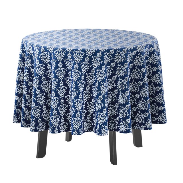 Vargottam Indoor/OutdoorRoundTablecloth 58 InchRoundTablecloth Waterproof PatioTableCloths,Spring/SummerTableCovers For Backyard CircularTable/Bbqs/Picnic -Royal Blue