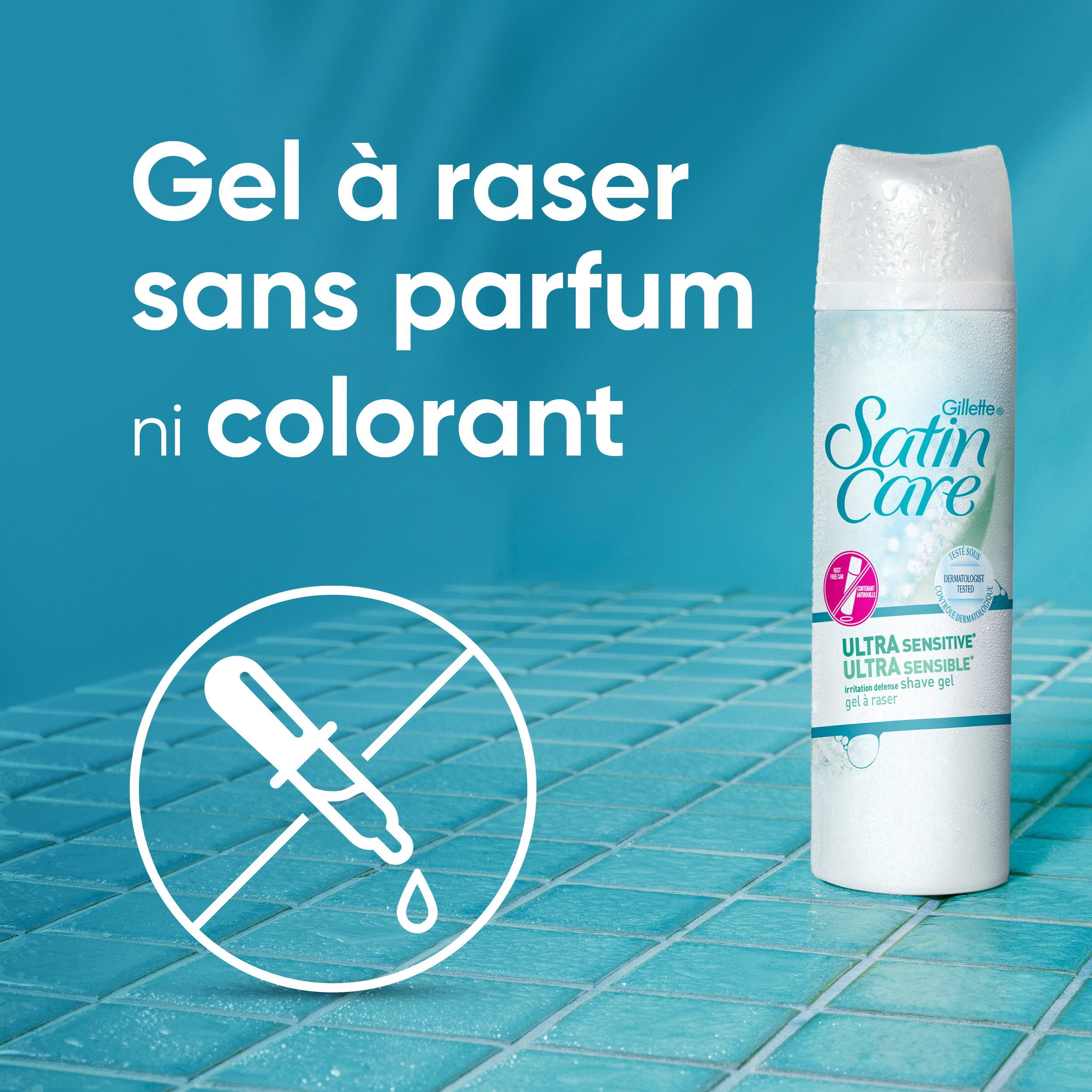 Gel à raser Gillette Venus Satin Care Peau ultra sensible, crème à raser pour femmes, non parfumé, 198g (7oz)