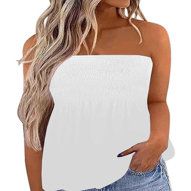 CHUANK Womens Summer Off Shoulder Leopard Print Bandeau Strapless Blouse Tops