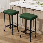 BeesClover 24 Inch Counter Height Bar Stools, Leather Upholstered Barstools with Irregular Legs, Compact Counter Stools for Small Spaces, Kichen Home Bar Dining Room, Caramel