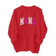 thumbnail image 4 of Culottes pour Femmes Chandail Maman Femmes Surdimensionné Paillettes Patch Maman Chandails à Col Rond Maman Imprimé Manches Longues Ample Mode Chandail S Rouge, 4 of 7