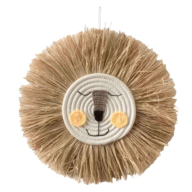 GROWTH TANK 2 Pieces Nordic Straw Wall Hanging Decor Tapestry Animal W/ Rope Handwoven 40cm A