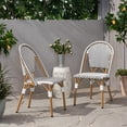 thumbnail image 1 of Outdoor PE Ratten and Aluminum French Bistro Chairs, Set of 2, Rusted Black & White, Bamboo Print Finish, 1 of 13