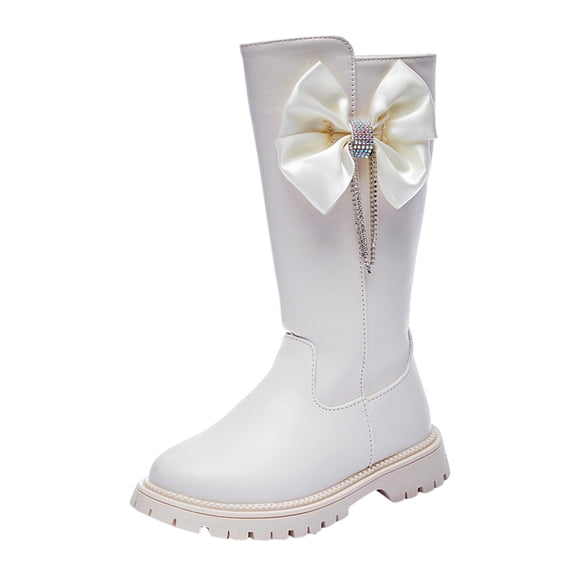 Splozh Hiking Boots Toddler Girl Boots Kids Boots Long Boots High Boots Autumn and Winter Girl Soft Bottom Leather Boots Beige,5-5.5 Years