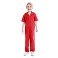 thumbnail image 1 of TOPTIE Combinaison pour Garçon Combinaison de Mécanicien pour Enfant Costume d'Halloween Combinaison à Manches Courtes-Rouge-9/10a, 1 of 7