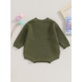 thumbnail image 4 of FOCUSNORM Infant Baby Girl Knitting Jumpsuit Flower Embroidery Round Neck Long Sleeve Romper for Fall Winter, 4 of 8