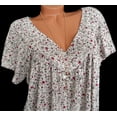 thumbnail image 5 of CEHVOM Women Plus Size Short Sleeves V-Neck Print Blouse Pullover Tops Shirt, 5 of 5