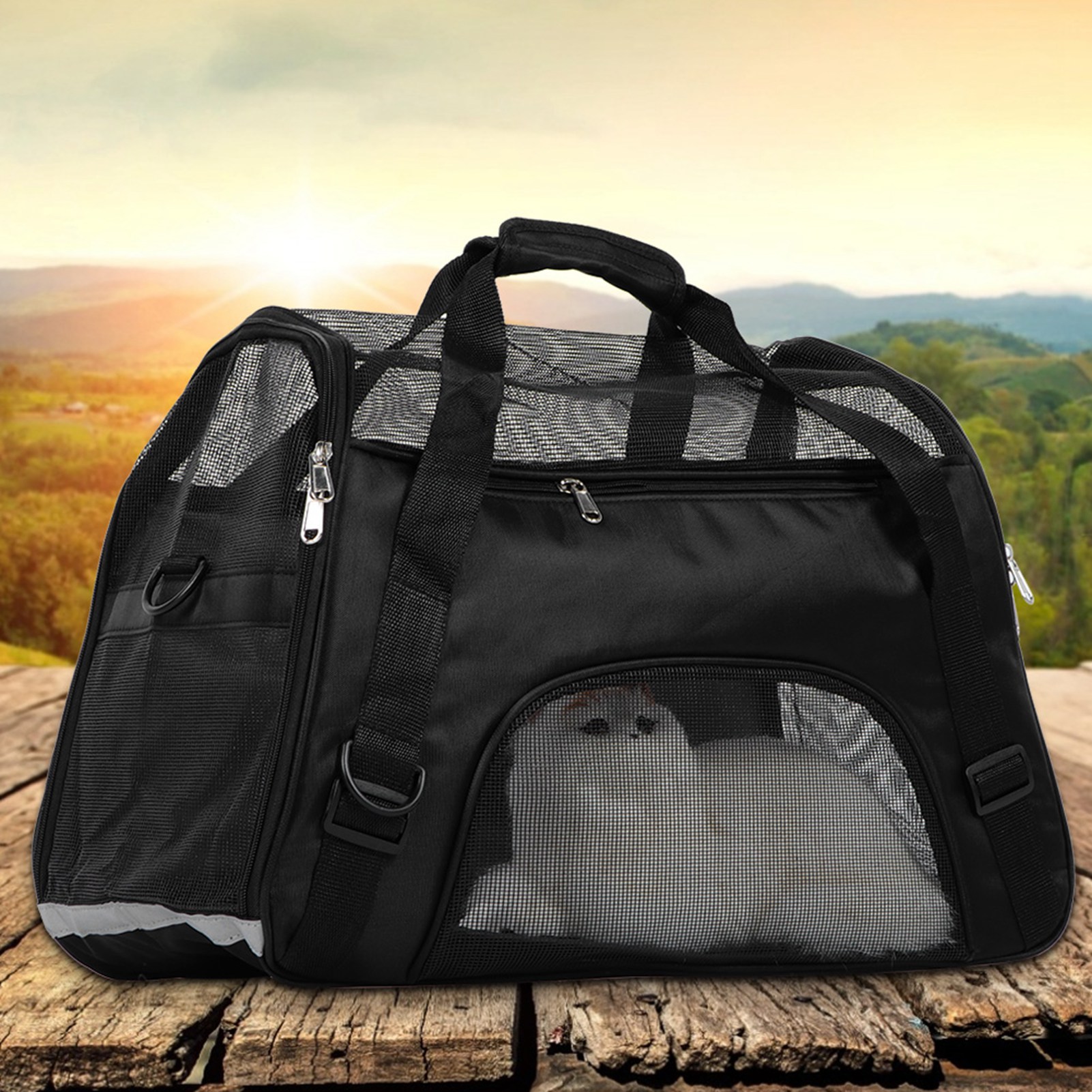 Cat Carrier, Soft Sided Foldable Pet Travel Carrier Pet Carrier Airline Approved Expandable Cat Carrier Outdoor Portable Pet Bag for Small Medium Cats Dogs Puppies
