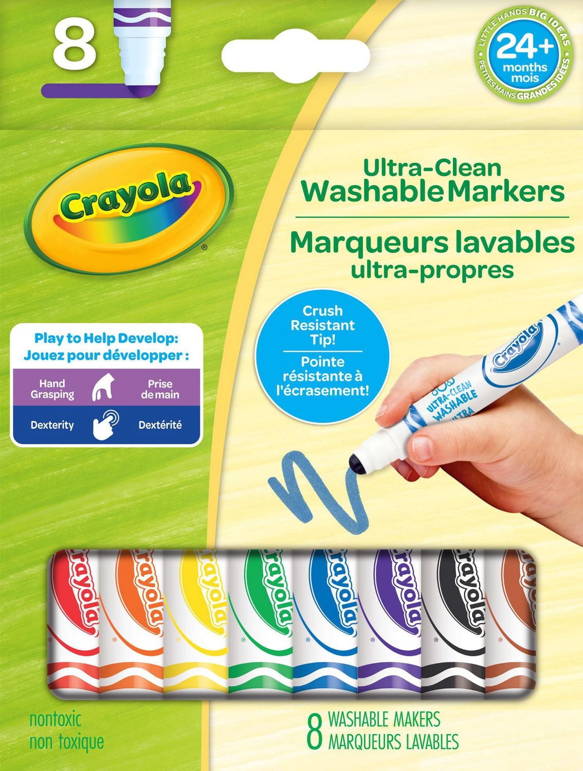 Crayola Ultra-Clean Washable Gumball Tip Markers, 8 Count