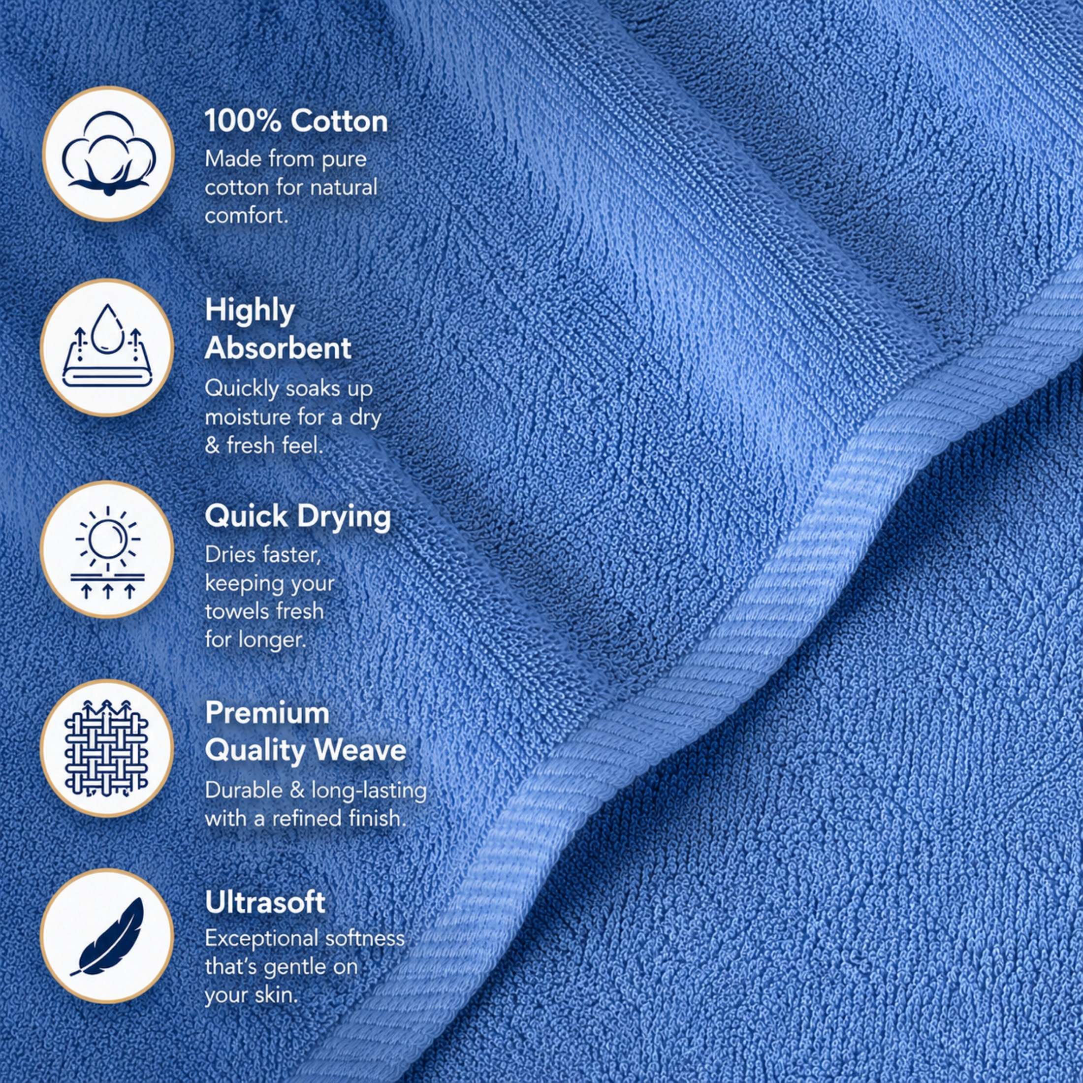 Ensemble de 6 serviettes bain Swift Home — 100 % coton, luxueusement douces, très absorbantes, séchage rapide, aqua