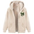 thumbnail image 2 of LOVZFMLL Jackets for Women's Fashionable Printed Fleece Hooded Sweatshirt Jacket, 2 of 4