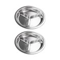 thumbnail image 2 of 2 Pcs Assiettes Rondes en Acier Inoxydable Assiettes de Dîner Assiettes en Métal de Camping, 2 of 10