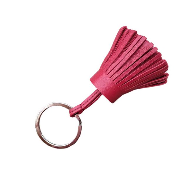 serony Keychain Decorative Keyring Leather Pendant Tassel Handmade Handicraft Key Chain Hanging Decoration Holder Purse Wallet Wine Red