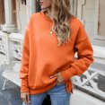 thumbnail image 2 of IROINID T-Shirt à Manches Longues en Polyester Réduit pour Femmes Chemises en Coton pour Femmes Quotidien Nouveau Bas Fendu en Molleton Col Rond Chandail avec Peluche et Chandail Épaissi, Orange, 2 of 8